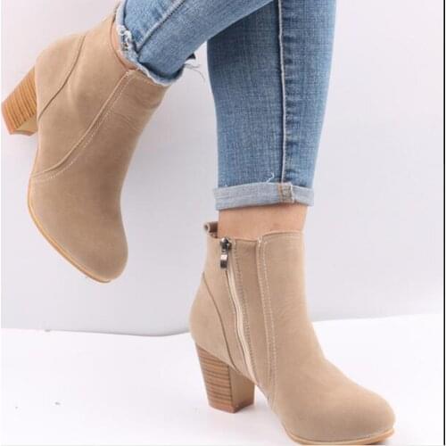 Classic shorha Hot sale Autumn Winter women boots solid European ladies Martin shoes suede leather boots ankle boots with thick scrub size 35-40