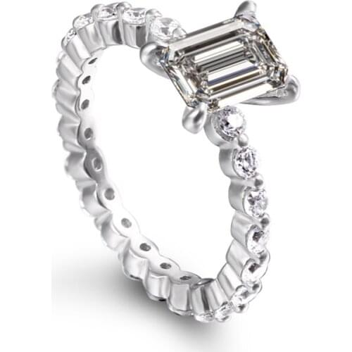 WholeSale silver 925 Ring For Woman Rhinestones White CZ Wedding Ring