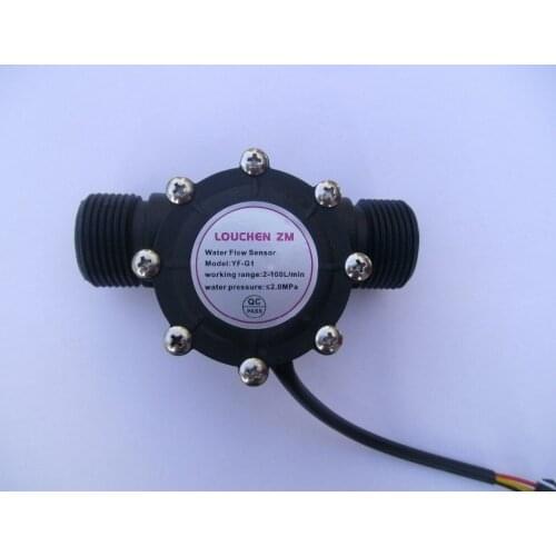 100PCS Water Pipe Flow Meter Sensor Counter Indicator Hall Water Heater Accessories Flowmeter DN25 G1 Flow range 2-100L/min