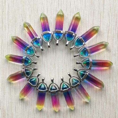 2021 New Fashion glass 3 colors pillar Point charm pendants for jewelry making 24pcs/lot Wholesale free shipping