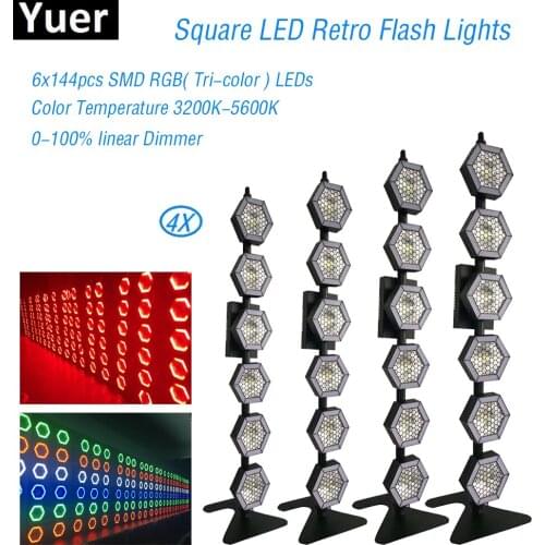 4Pcs/Lot LED Retro Flash Lights 6x144pcs SMD RGB LED Party Effect Disco Ball Light Stage Lighting Christmas Wedding Lamps