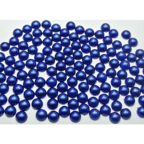 500 Royal Blue Half Pearl Bead 8mm Flat Back Round Gems Scrapbook Craft