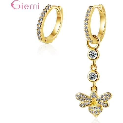 Fashion 925 Sterling Silver Gold Wedding Crystal Earrings For Women Trendy Jewelry Butterfly Design Valentines Day Gift