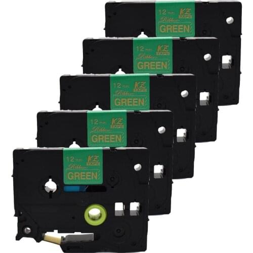 Satin Ribbon 12mm*4m Gold on Green label tape TZe-RG34 TZ-RG34 for gift wedding Christmas Party for Brother P Touch printer
