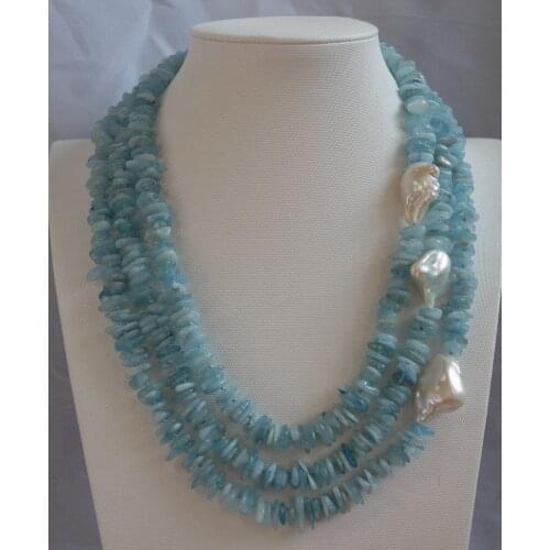 FREE shipping> >>>>N1504104 3strds natural & Nucleated Pearl necklace