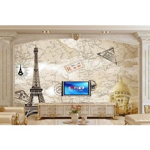 Large murals,Classic European tower map wallpaper,living room sofa TV wall bedroom 3d wall murals wallpaper papel de parede