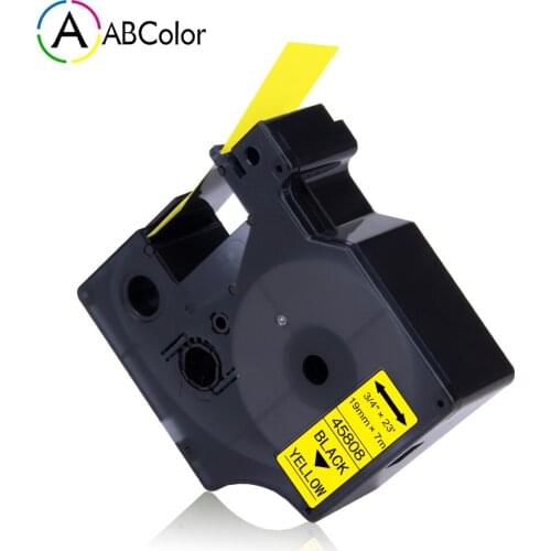 Black on Yellow Labels For Dymo D1 Label Tape 45808 Label Cartridge 19mm Tape For Dymo LabelManager Rhino 5200 4200 Label Maker