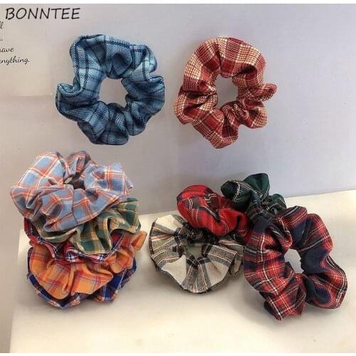 Headwear Women Vintage Plaid Cute Fashion Preppy Girls Elastic Hair Bands All-match Korean Simple Elegant Ladies Ponytail Holder