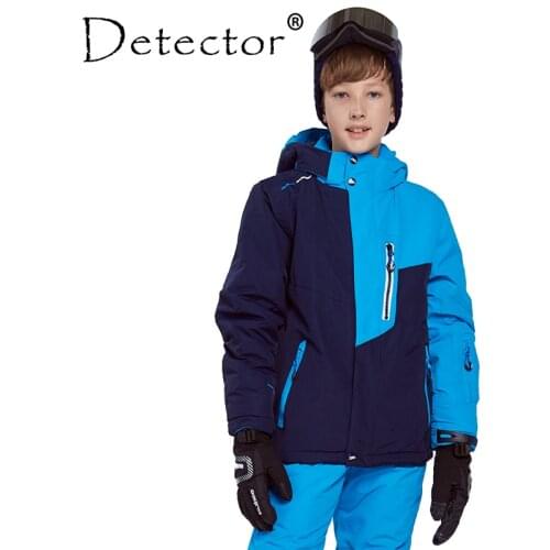 Detector Kids Boy Skiing Jacket Waterproof Windproof Ski Coat Winter Thermal Snowboard Jacket Winter Boy Hiking Coat -30 Degree
