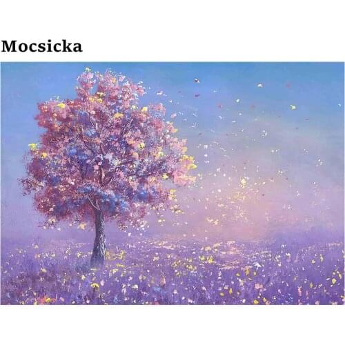 Mocsicka Photography Background for Photo Studio Purple Dreamy Forest Tree Grass Newborn Portrait Photo Backdrop Photocall Props
