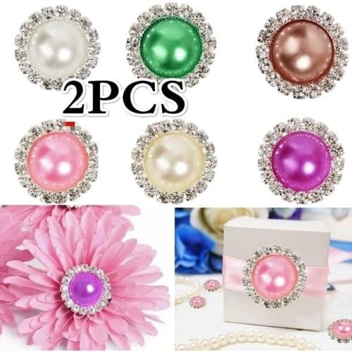 2Pcs Fashion Round Rhinestone Pearl Snap Fastener Metal Brass Button for Clothes Craft Accessories Decorative Buckles Buttons