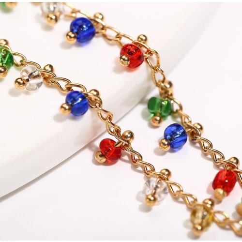 Fashion Multicolor Acrylic Bead Anklet for Women Accessories Statement Jewelry Simple Bohemian Pendant Women Anklet