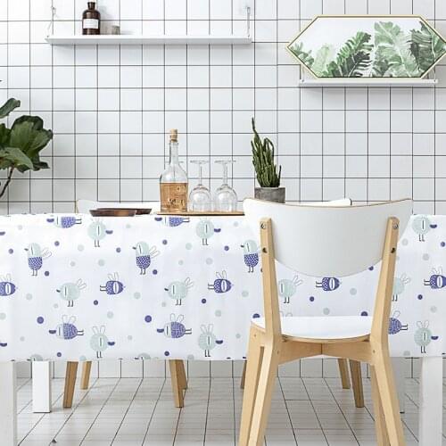 New Cartoon Tablecloth Waterproof Table Cover Oil-proof Rectangular Dinning Disposable Green Bird Tablecloth Tea Table Cloth