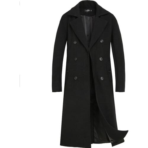 New Fashion Coat Men Wool Coat Winter Warm Solid Long Trench Jacket Breasted Business Casual Overcoat Male Woolen Coat S-4XL
