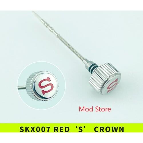 NEW Arrival SKX007 Crown Red 'S' Mod Parts Polished Finish Fit For 6R15 7S26 NH35 NH36 NE15 Movement