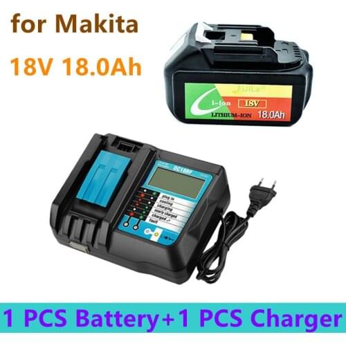 New BL1860 Rechargeable Battery 18 V 18000mAh Lithium ion for Makita 18v Battery BL1840 BL1850 BL1830 BL1860B LXT 400+charger
