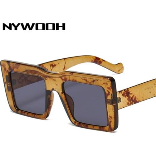 NYWOOH Brand Vintage Sunglasses Women Men Oversized Square Sun Glasses Ladies Party Travel Shades Eyewear UV400