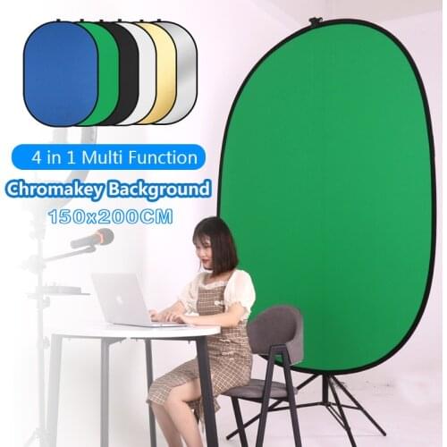 GSKAIWEN 150*200CM 4 in 1 Photography Reflector Portable Chromakey Backdrop Green Screen Background Backdrops For YouTube Video