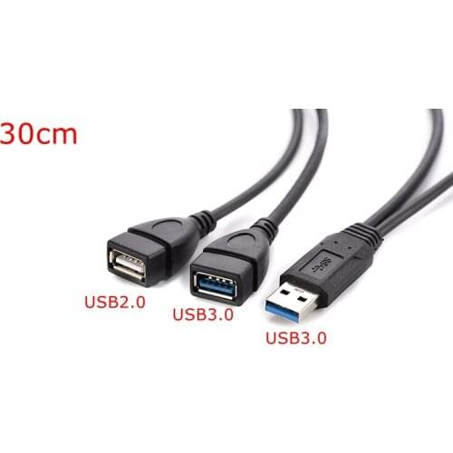 USB male to USB3.0 Female+USB2.0 Female Data Hub Power Adapter Y Splitter USB Charging Power Cable Cord Extension Cable