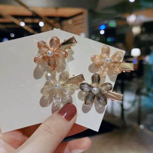 Simple Mini Crystal Flower Hair Clip Hair Card Girl Liu Hai Clip Cute Side Clip Girl