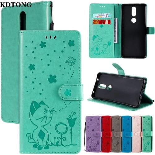 Embossed Phone Case for Nokia 3.4 2.4 7.1 3.1 Plus 2.3 1.3 3.2 Shell Cat Bees Flip Leather Card Slot Wallet Protect Cover Funda
