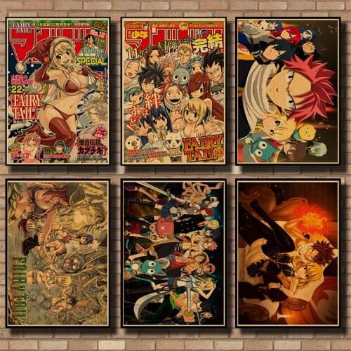 Anime fairy tail kraft paper retro poster home decoration painting room wall sticker picture painting