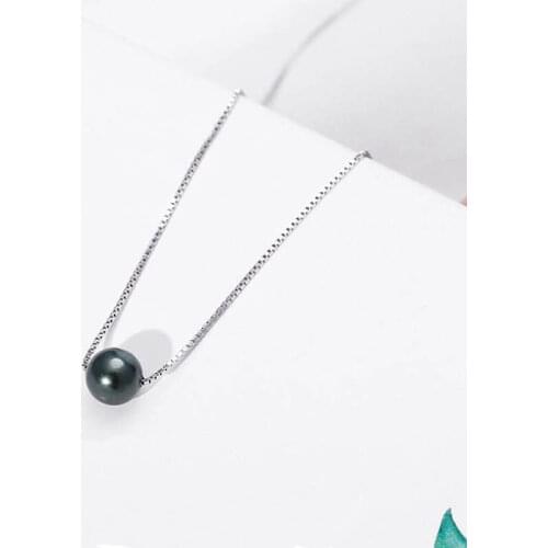 Ruifan Elegant Black Pearl Choker Necklace 925 Sterling Silver Box Chain Necklaces for Women Collares Fine Jewelry YNC042