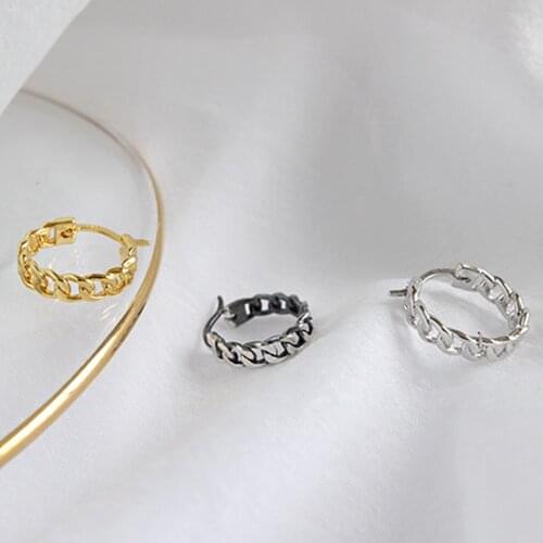 S925 Silver Color Earrings Minimalist personality fashion Student Silver Color jewelry Vintage chain earrings Womens earrings