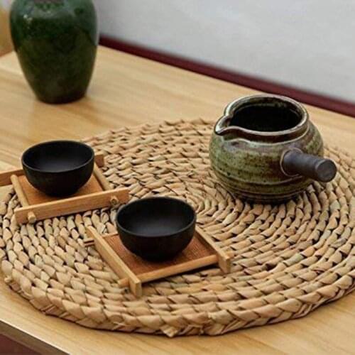 Rattan Placemats, Coasters, Kitchen Table Bowls, Durable Hand-woven Heat-insulating Coffee Cup Mats and Teapot Mats in 5 Sizes