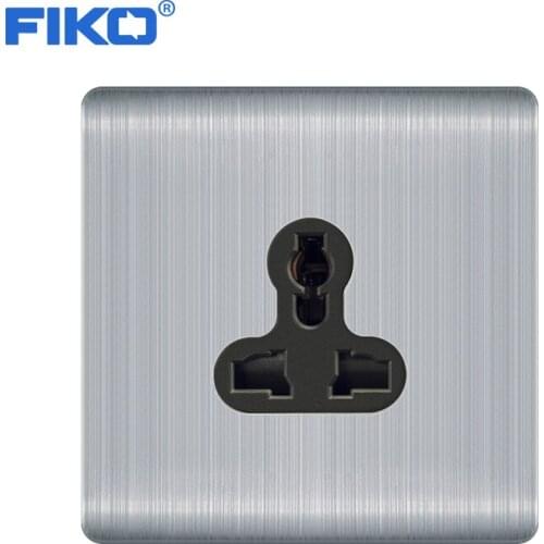 FIKO 13 A UK Universal socket , 86mm *86mm wall power socket home hotel use black stainless steel panel standard