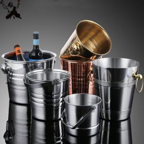 1L-7L Stainless Steel Ice Bucket Wine Champagne Wine Chiller Wine Bottle Cooler Champagne Beer Chiller Ice Barrel Bar Tools
