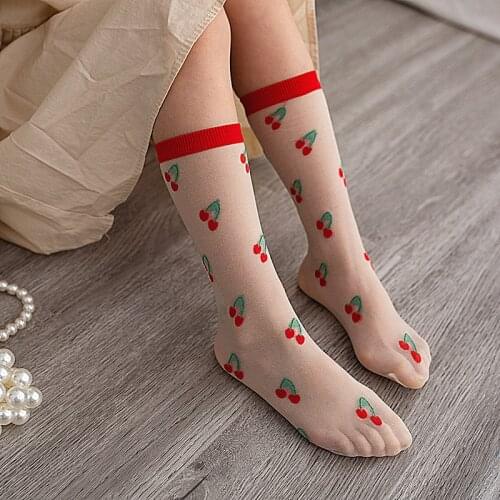 Spring and summer new fruit girl stockings light breathable children stockings students anti-hook bag core stockings