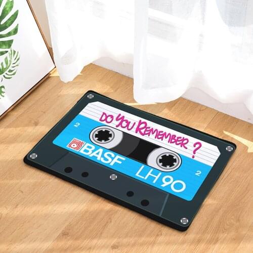 Vintage Cassette Tape Indoor Doormat Non Slip Door Floor Mats Carpet Rugs Decor Flannel Plush Door Mat Porch Doormats Tapete