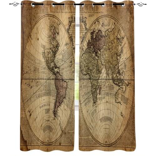 World Map Vintage Nautical Ancient Blackout Curtains For Bedroom Blinds Drapes Window Curtains For Living Room High Shading