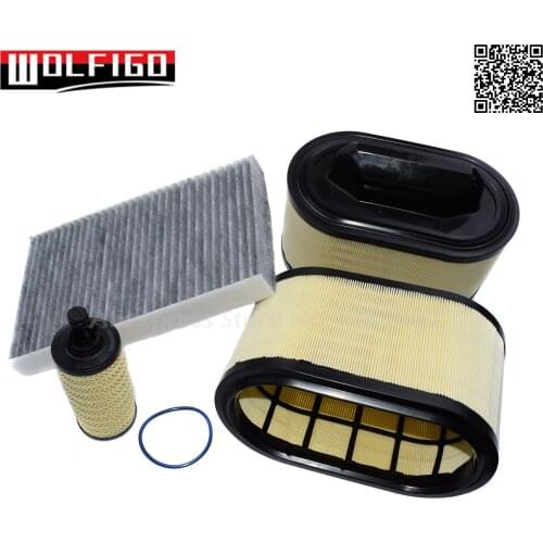 WOLFIGO Air Filter+Cabin Filter+Oil Filter Kit 4PCS For Gasoline Maserati GT Ghibli Quattroporte 000298939,670001545,670005021