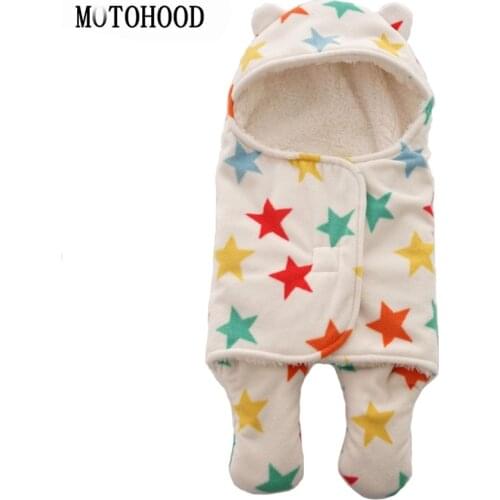 0-5months Printing Chunky Winter Flannel Baby Blankets Newborn Fleece Girls Boys Swaddle Blanket Wrap Velvet Sleeping Bag