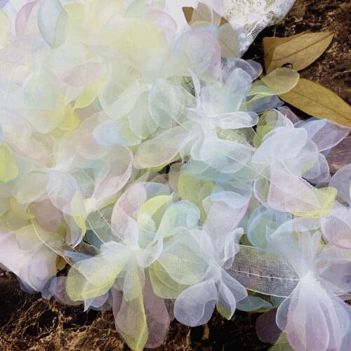 1yard/17pc flower Lace Patches Applique For Bridal Wedding dress Gradient Lace Trim Sewing Accessories Diy cake decoration