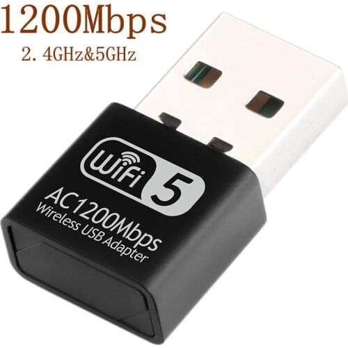 1200Mbps Mini USB Wifi Adapter Network Lan Card For PC Wifi Dongle Dual Band 2.4G&5G Wireless Wi-Fi Receiver Desktop Laptop