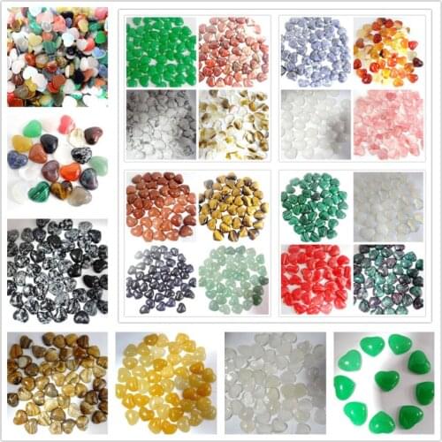 18*25mm Natural stone Turquoises tiger eye Quartz crystal Heart Cabochon Pendant for diy Jewelry making necklace Accessories30PC