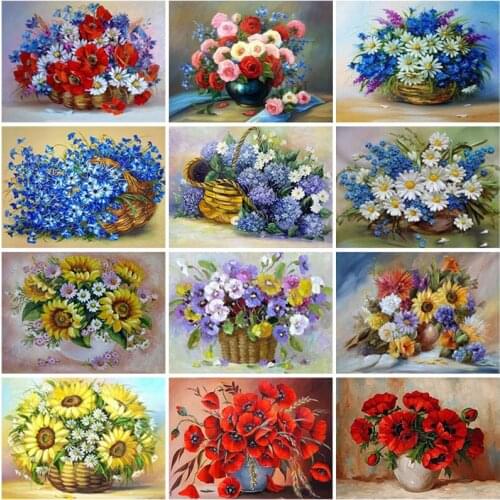 5D Diamond Painting Flowers Full Square Drill New Arrival Mosaic Embroidery Vase Painting Rhinestone Home Decor Wall Art Gift