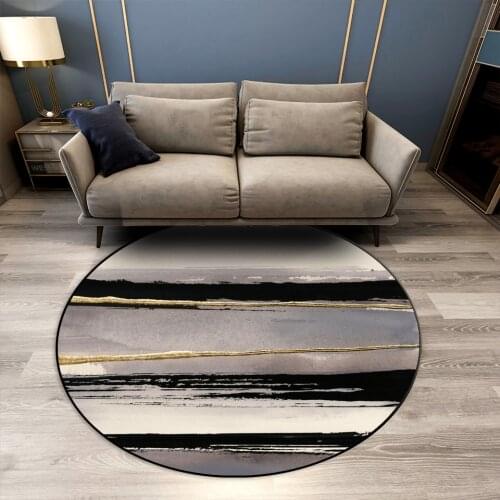 Abstract Strip Black Brown Living Room Rug Round Sofa Floor Carpet Simple Modern Coffee Table Mat Chair Carpet Bedroom Mat Decor