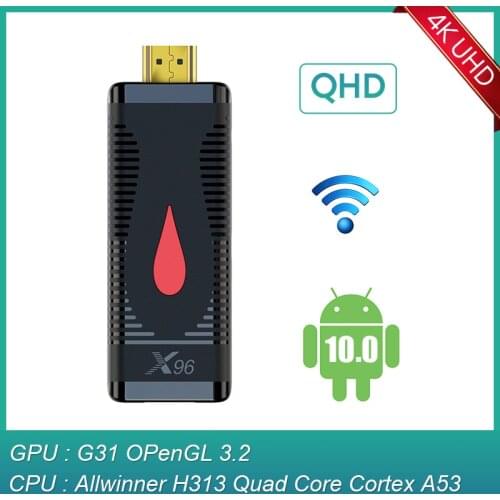 Android 10.0 X96 S400 Mini TV Stick Allwinner H313 Quad Core 1G 8G 2GB 16GB QHD Smart TV Box 4K H.265 2.4G Wifi Media Player