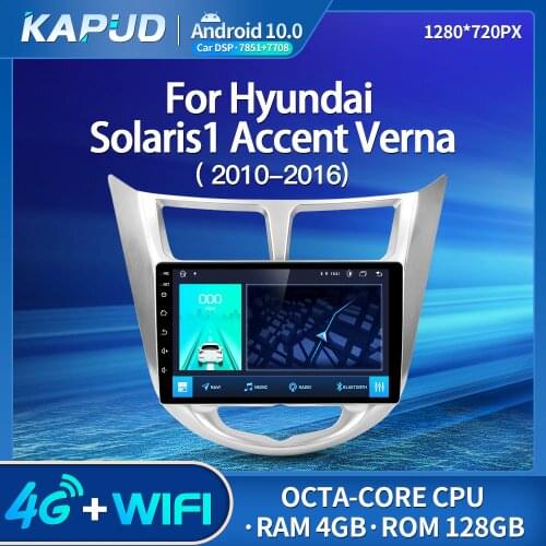 Kapud Android 10.0 Car Multimedia Video Player 9" For Hyundai Solaris Accent Verna 2010-2016 Radio Stereo BT GPS Navigation