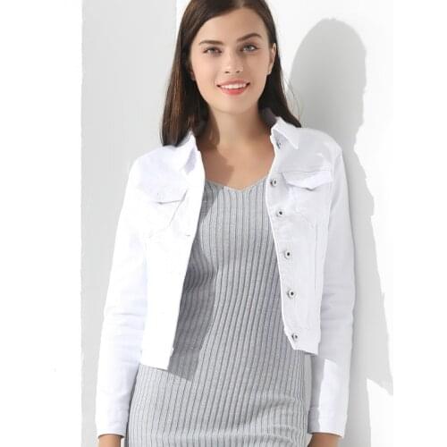 White Jean Jacket Women Womens Jackets and Coats 2020Jean Slim Short Coat Jacket Feminina Slim Top Outwear Jeans Woman Jacket