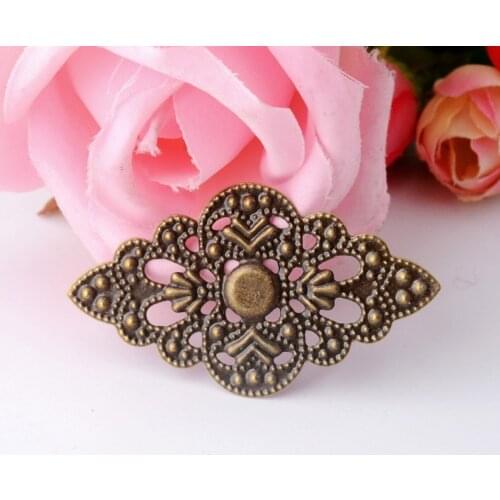 Free shipping 10Pcs Antique Bronze Filigree Wraps Connectors Crafts Gift Decoration DIY Embellishments Findings 5.2x3cm F0469