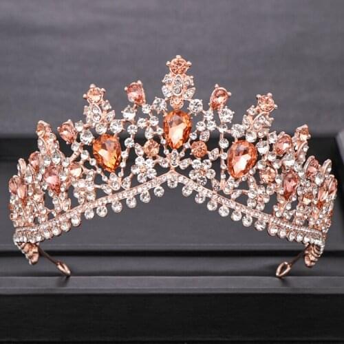 Silver color Gold Baroque Crystal Tiaras Wedding Crown Rhinestone Diadems Queen Women Hair Jewelry Bridal Hair Accessories