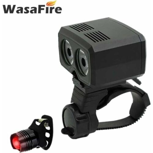 WasaFire 2*LED Bike Light 6000LM 5 Mode USB Rechargeable Bicycle Rear Front Lamp Cycling Headlight Taillight Bicycle Accessories