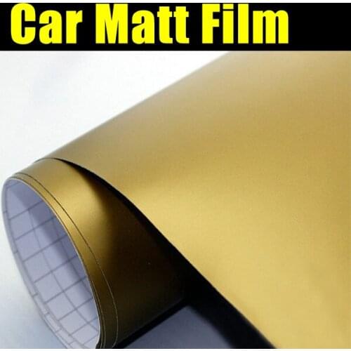 Flexible Gold Matte Vinyl car Wraps auto Satin Matt Black Foil Car Wrap Film Vehicle Sticker 152cm*20/30/40/50cm