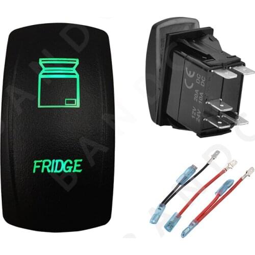 FRIDGE 5P ON-OFF SPST Green LED Light Laser-Etched Rocker Switch for the Car Boat Marine Yacht ARB RV Buses,Jumper Wires
