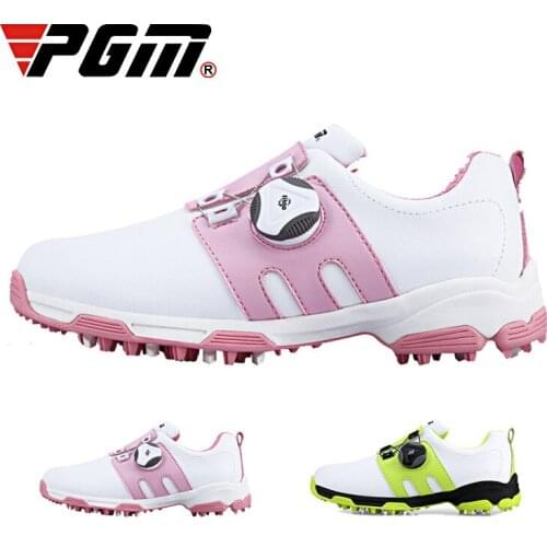 Girl/boy PGM Golf Sneakers Outdoor Sports Shoes Waterproof Microfiber Children Shoes Rotating Shoelaces Anti-slip Soft Shoes